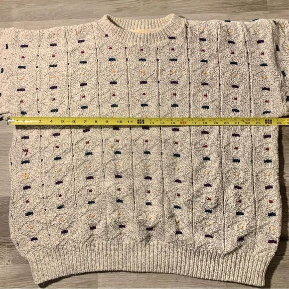 VINTAGE Made in USA Northern Reflections White/Grey Knit Sweater (Size Large) - Picture 11 of 13